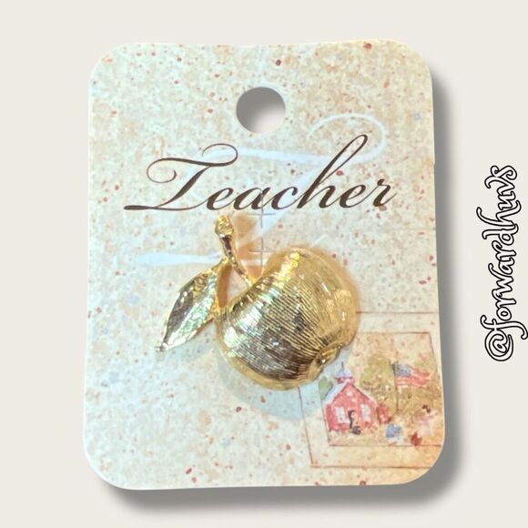 Bundle Sale 3 for $15| Dickson Teachers Gold-Tone Apple Pin - Picture 1 of 11